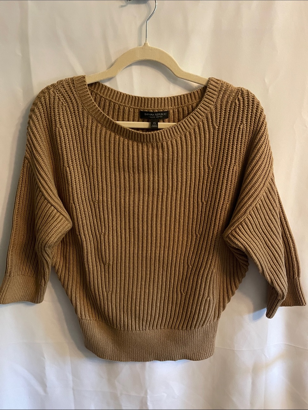 Banana Republic Women's Camel Ribbed Scoop-Neck Sweater